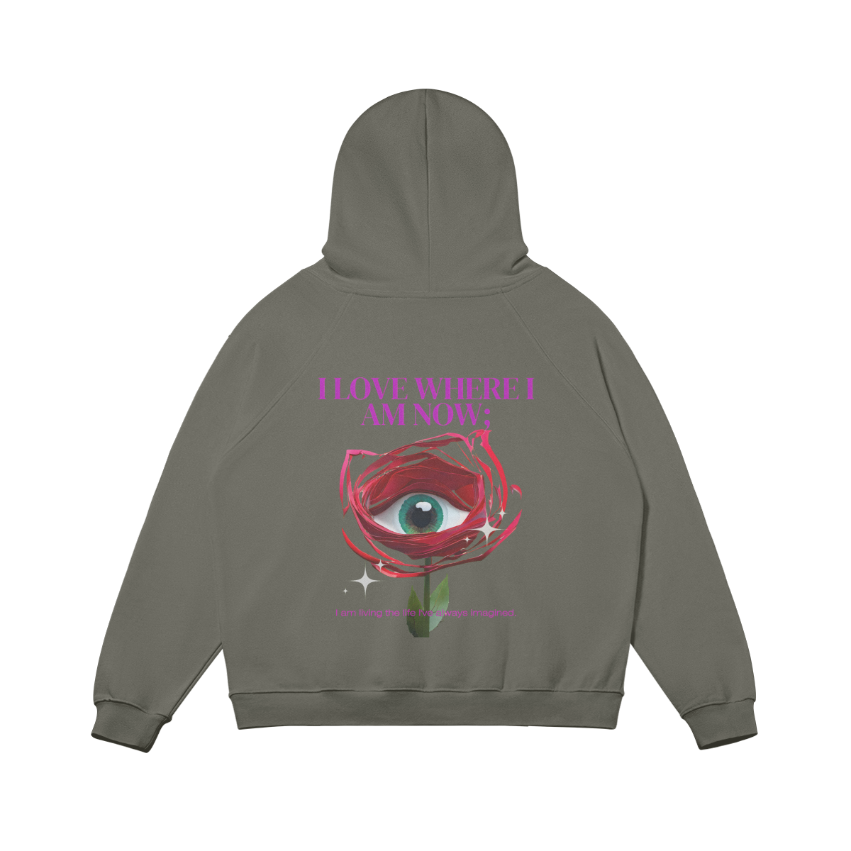 Oversized Rose Graphic Hoodie