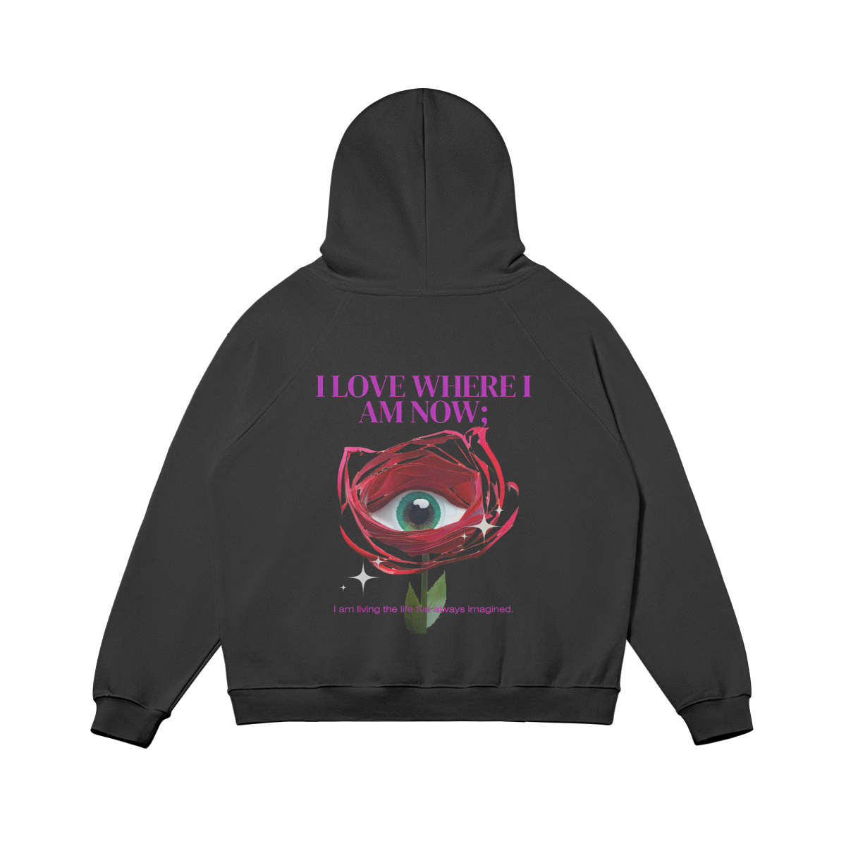 Oversized Rose Graphic Hoodie